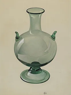 Blown Glass Prints: Green Vase, c. 1937. Creator: Edward White