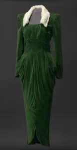 Dresses Prints: Green velvet dress worn by Lena Horne in the film Stormy Weather, 1943. Creator: Unknown