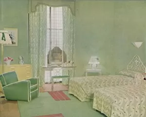Beds Collection: Green and White Colour Scheme for a Bedroom, 1938