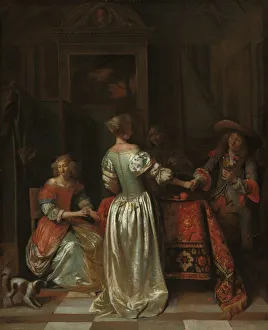 Pieter Hooch Prints: The Greeting, c. 1675. Creator: Pieter de Hooch