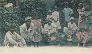 Greetings from Jamaica. Coolies washing, 1905. Creator: Unknown