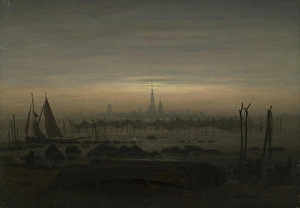 Fishing Net Prints: Greifswald in Moonlight, 1817. Creator: Caspar David Friedrich
