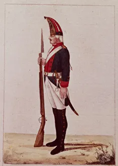 Grenadier Prints: Grenadier of the First Marine Battalion, 1786. Artist: Anonymous