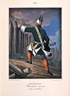 Grenadier Prints: Grenadier of the Infantry Regiment in 1700-1732