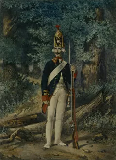Grenadier Guard Gallery: Grenadier of the Preobrazhensky Regiment in 1800, 1840s. Artist: Belousov