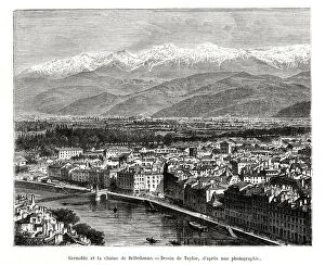 Rhone Alpes Collection: Grenoble from the Belledonne range, France, 1886