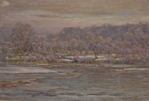 A Grey Frosty Morning, Sketch, Brookville, about 1914. Creator: John Ottis Adams