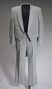 Calloway Cab Prints: Grey tail coat worn by Cab Calloway, 1976-1995. Creator: After Six