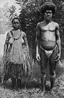 Grass Skirt Gallery: Grief for the dead shown by hempen halters, New Guinea, 1922. Artist: Thomas McMahon
