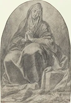 Stumping Prints: The Grieving Virgin Contemplating Instruments of the Passion, 1640s. Creator: Unknown