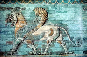 Griffin-lion relief in glazed brickwork, Achaemenid Period, Ancient Persia, 530-330 BC Griffin-lion relief in glazed brickwork, Achaemenid Period, Ancient Persia, 530-330 BC