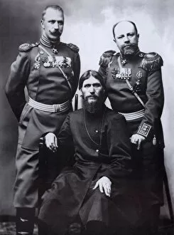 Emperor Nicholas Ii Of Russia Gallery: Grigori Rasputin, General Count Mikhail Putyatin (right) and Colonel Dmitriy Lotman, 1904-1905