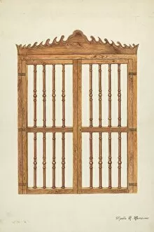 Double Door Gallery: Grille Doors of Wood, c. 1937. Creator: Marius Hansen