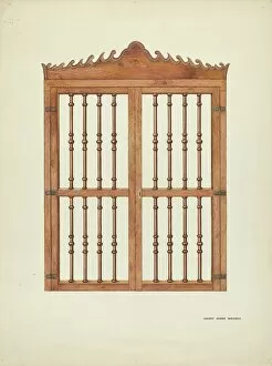 Decorated Gallery: Grille Doors of Wood, c. 1939. Creator: Harry Mann Waddell