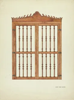 Harry Mann Waddell Prints: Grille Doors of Wood, c. 1939. Creator: Harry Mann Waddell