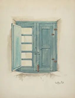 Holt Geoffrey Prints: Grille and Mission-House Window (Interior), c. 1940. Creator: Geoffrey Holt