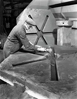 Casting Gallery: Grinding the flashing from a casting, AT Green & Sons Ltd, Rotherham, South Yorkshire, 1963