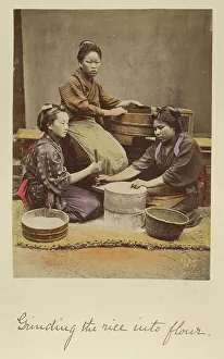 Workwear Prints: Grinding the rice into flour, about 1873-1883. Creator: Shinichi Suzuki I