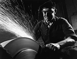 Sharpening Prints: Grinding (sharpening), Everlast Garden tools, Sheffield, South Yorkshire, 1965. Artist