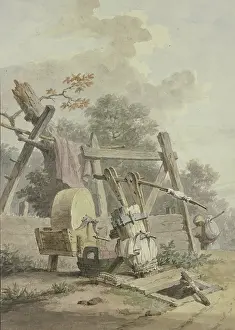 Pump Prints: A grindstone by a well. Creator: Pieter Bartholomeusz. Barbiers