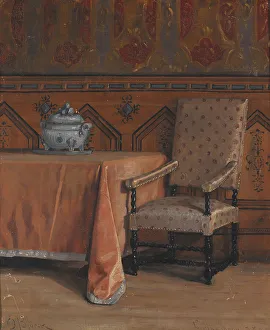 Gripsholm castle, council hall, 1878. Creator: Oscar Bjorck