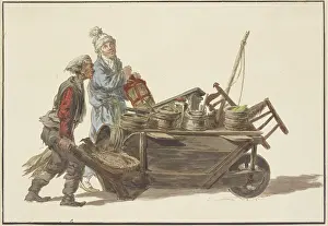 Wheelbarrow Prints: A grocer with his servant and wheelbarrow, before 1817. Creator: C. H. Meyer