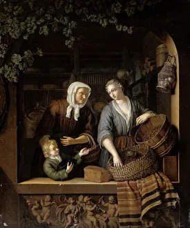 Shop Owner Prints: The Grocer's Shop, 1715. Creator: Frans van Mieris II