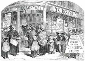 Shortage Prints: The Grocer's Shop at Christmas - drawn by Foster, 1850. Creator: Edmund Evans