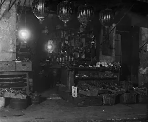 Grocers Prints: A grocery shop, Chinatown, San Francisco, between 1896 and 1906. Creator: Arnold Genthe