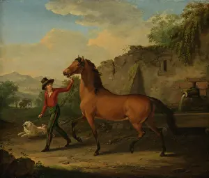 Leading Prints: A Groom Leading a Stallion from the Drinking Trough, 1798. Creator: Johann Georg Pforr