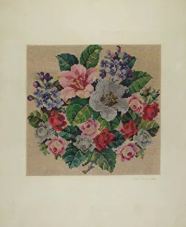 Needlepoint Prints: Gros Point Needlework - Flowers, c. 1939. Creators: Ivar Julius, Albert Rudin