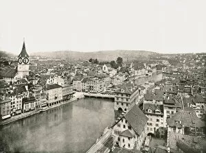 Zurich Gallery: The Grosse Stadt and Kleine Stadt divided by the River Limmat, Zurich, Switzerland, 1895