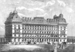 The Grosvenor Hotel, in course of erection on the site of the old Grosvenor Basin, Belgravia, 1860. Creator: Unknown