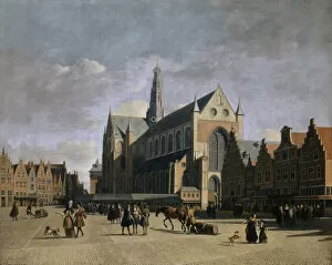 Berckheyde Collection: Grote Markt at Haarlem, 1680s. Creator: Berckheyde, Gerrit Adriaensz (1638-1698)