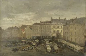 Marketplace Prints: The Grote Zavel (Grand Sablon), Brussels, 1875. Creator: Guillaume Vogels