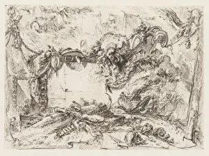 Groteschi: Ruins with Skulls and a Smoking Vase, ca. 1745-50. Creator: Giovanni Battista Piranesi