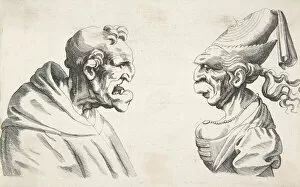 Two Grotesque Heads, 1640s. 1640s. Creator: Anon