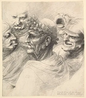 Five grotesque heads, including an elderly man with an oak leaf wreath, 1646 Five grotesque heads, including an elderly man with an oak leaf wreath, 1646