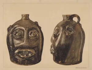 Faces Prints: Grotesque Jug, c. 1936. Creator: Yolande Delasser