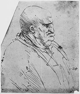 A Grotesque Profile of a Man to the Right, c1480 (1945). Artist: Leonardo da Vinci A Grotesque Profile of a Man to the Right, c1480 (1945). Artist: Leonardo da Vinci