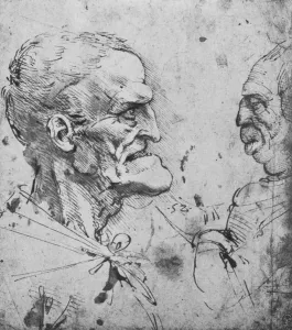 Grotesque Profiles of a Man and Woman Facing, c1480 (1945). Artist: Leonardo da Vinci