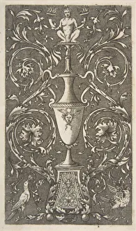 Dente Marco Prints: Grotesque with a vase, birds and acanthus scrolls, ca. 1515-1600. Creator: Unknown