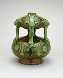 Horned Prints: Grotesque Vase, Swadlincote, c. 1893. Creator: Christopher Dresser