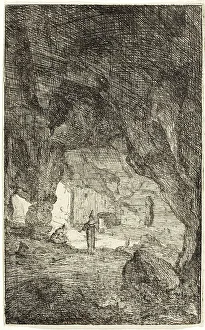 Dunald Mill Hole Prints: Grotto and Friars, from The Ruins of Rome, 1639/1640. Creator: Bartholomeus Breenbergh