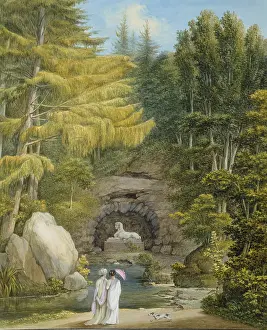 Visitor Prints: Grotto of the Sphinx in the park at Weimar, 1801. Creator: Georg Melchior Kraus