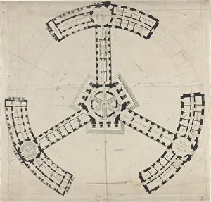 Ground Plan for an Academy of the Fine Arts, 1750/1790. Creator: Unknown Ground Plan for an Academy of the Fine Arts, 1750/1790. Creator: Unknown