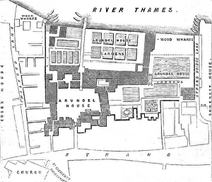 Wharves Prints: Ground-plot of Arundel House and Gardens