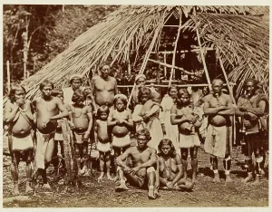 Guyana Prints: Group of Ackawoi Indians at Ay-Kuru on the Potaro River