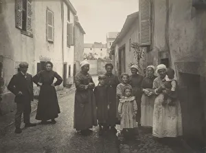 Aprons Prints: [Group of Adults and Children on a Village Street in the Auvergne], ca. 1910