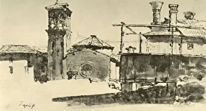 Von Hadeln Prints: Group of Buildings, mid 18th century, (1928). Artist: Giovanni Battista Tiepolo